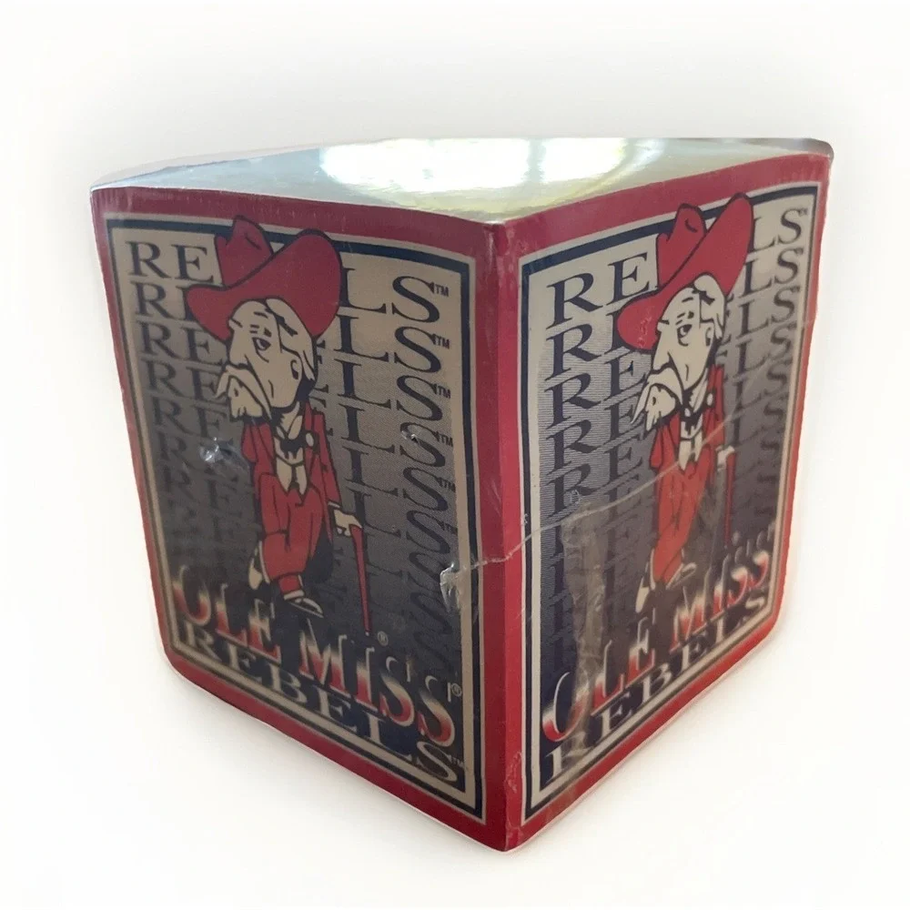 Vtg Ole Miss Rebels Note Cube Pen Holder Memo Block Scribbling Ink Designs